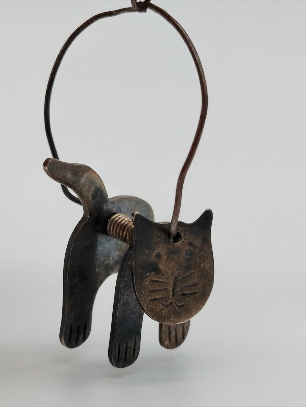 Vintage Brass Cat 3D Single Earring French Hook